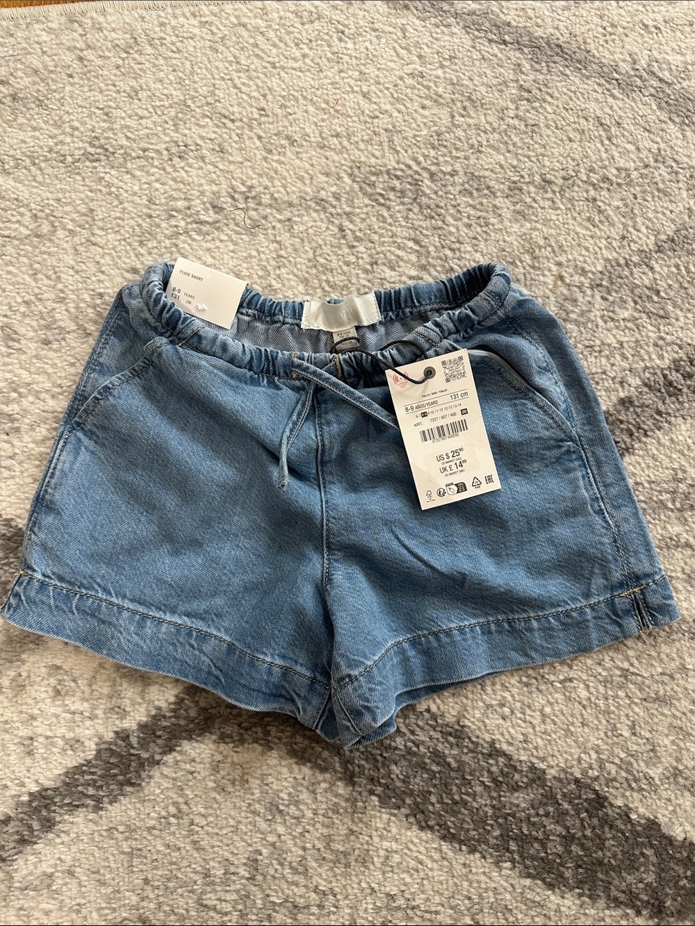Zara Light Blue Denim Pull-On Shorts